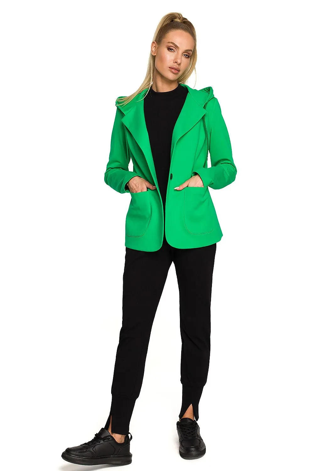 Knitted Hooded Blazer Jacket