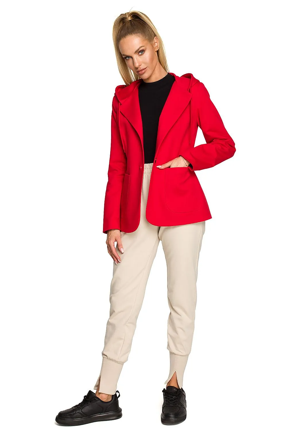 Knitted Hooded Blazer Jacket