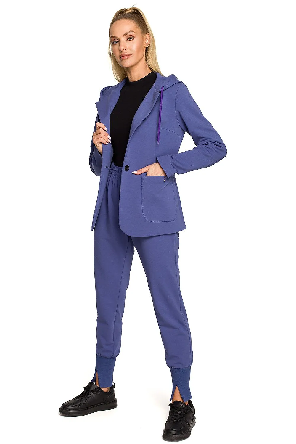 Knitted Hooded Blazer Jacket