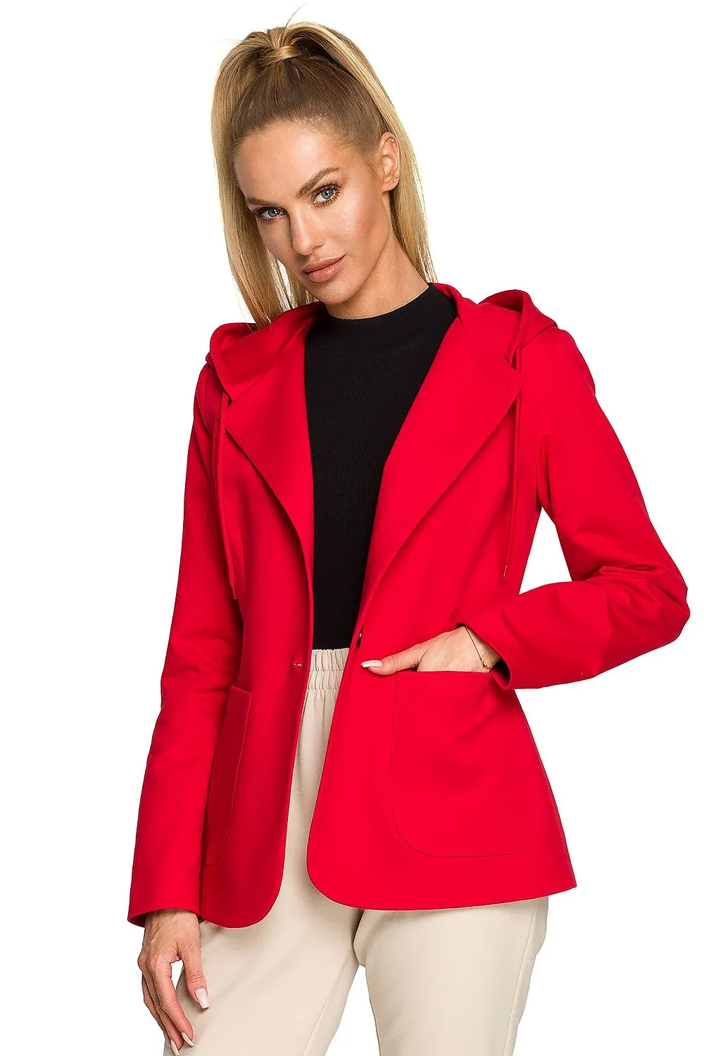 Knitted Hooded Blazer Jacket