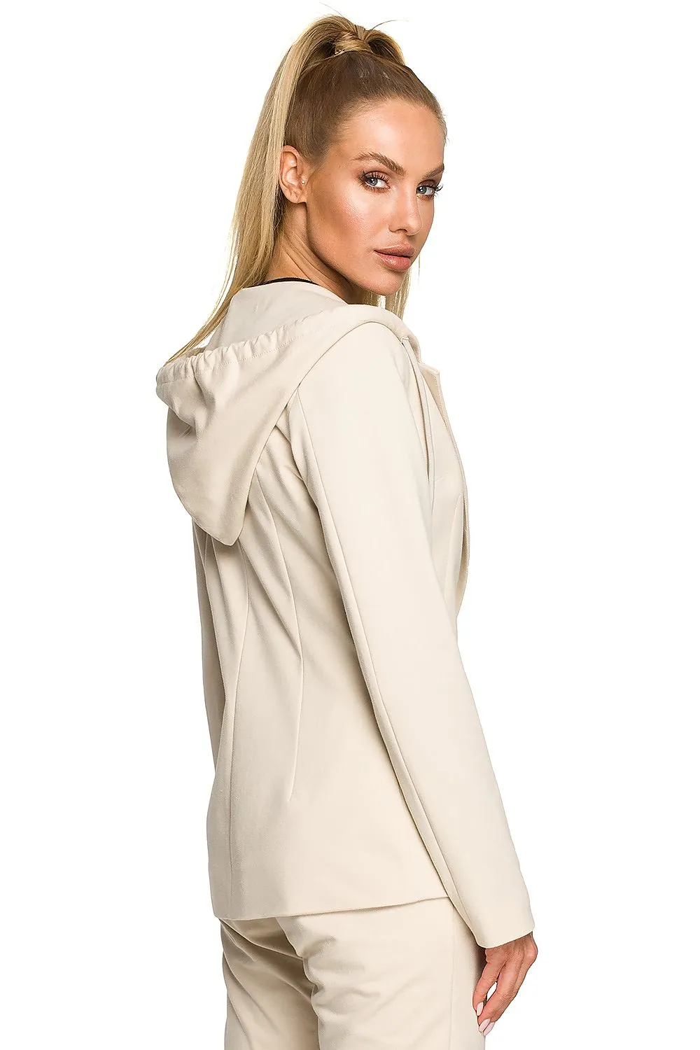 Knitted Hooded Blazer Jacket