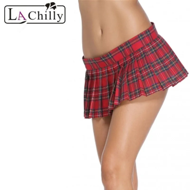La Chilly skirts 2018 summer Preppy Brief Date Red Grey Sexy Schoolgirl Plaid Micro Mini Skirt Cute pleated skirt LC72013