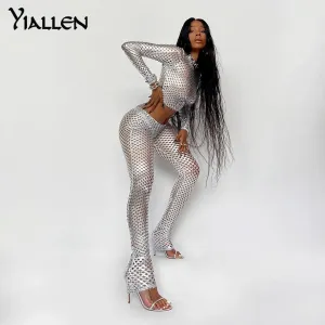 Ladies Silver Wholly Sweat Sexy 2 Piece Pants Set
