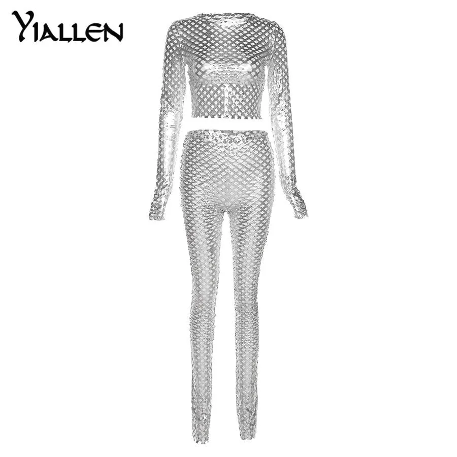 Ladies Silver Wholly Sweat Sexy 2 Piece Pants Set