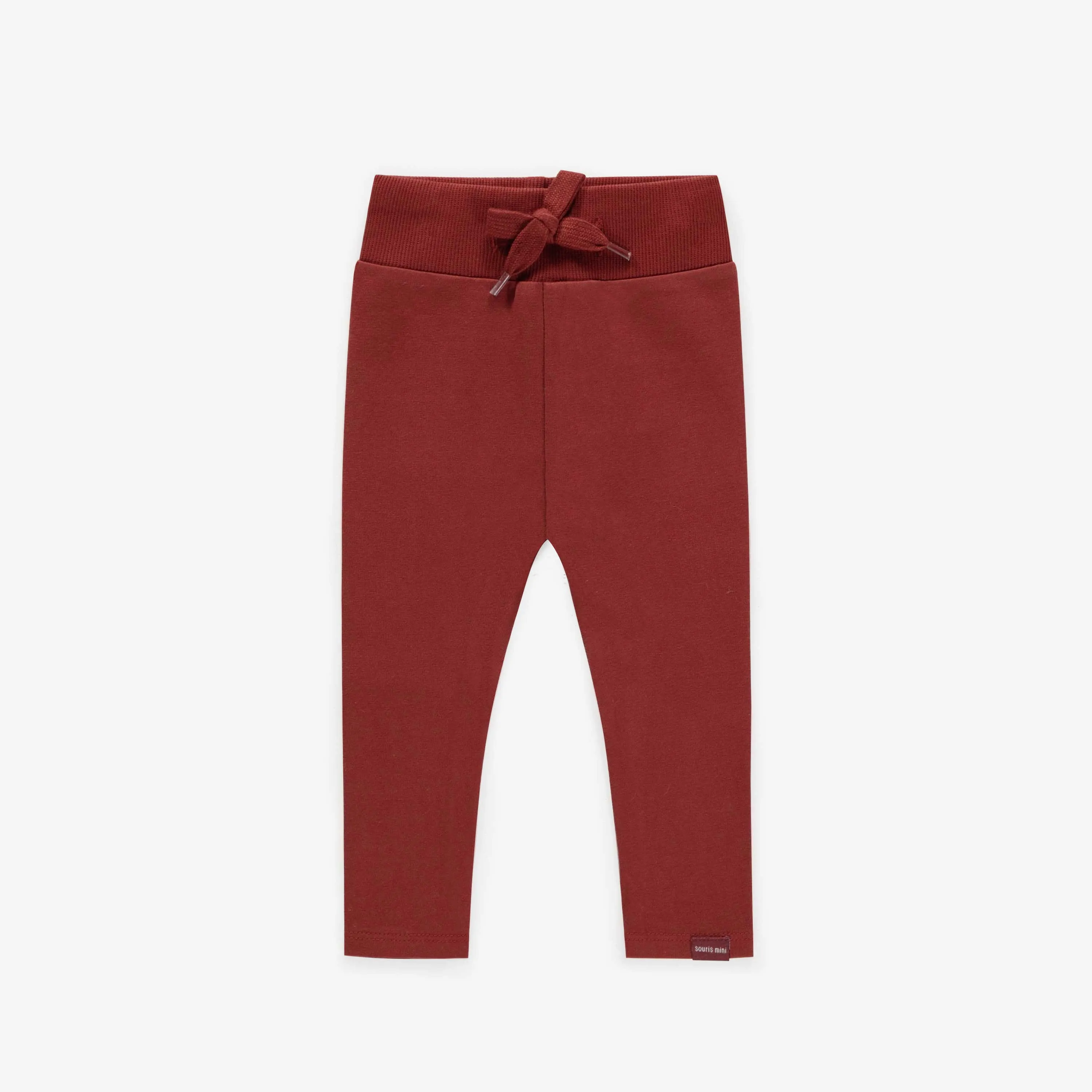 Legging long bourgogne avec taille élastique en coton extensible, bébé || Long burgundy legging with elastic waist in stretch cotton, baby