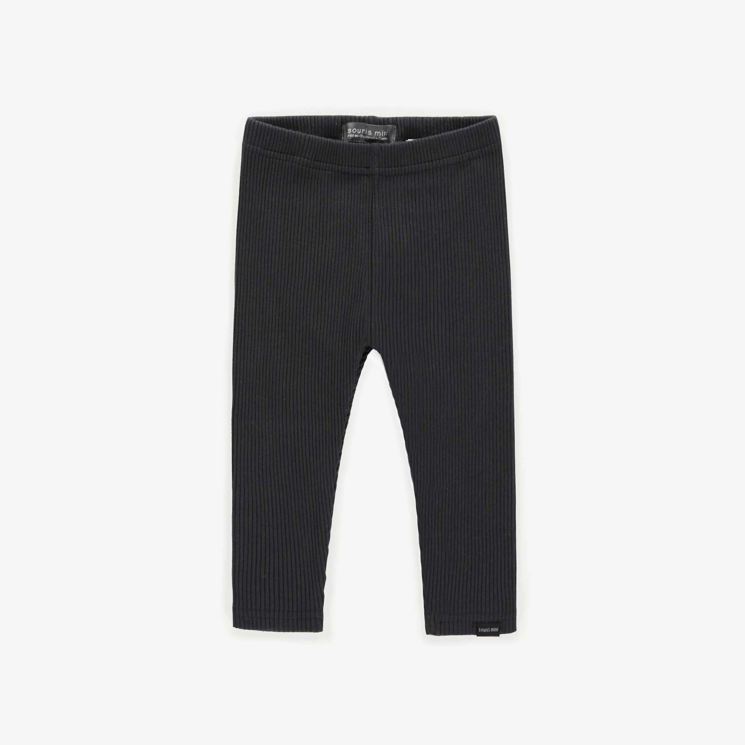 Legging long charcoal en tricot côtelé irrégulier, bébé || Charcoal long legging in irregular rib, baby