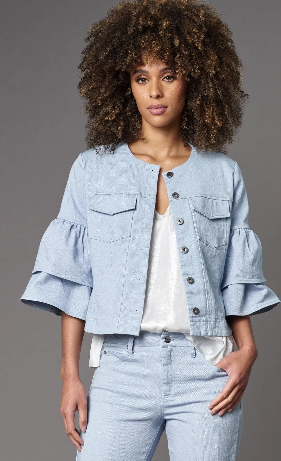 Lola & Sophie Ruffle Sleeve Jacket
