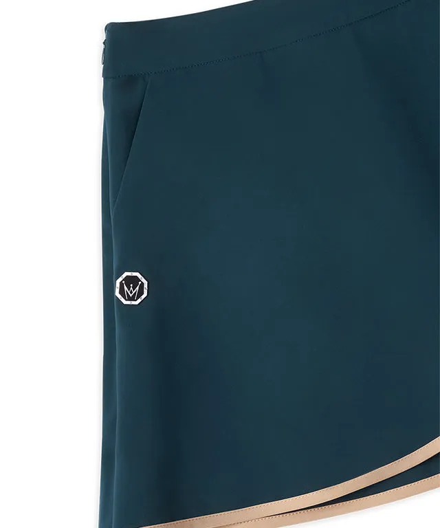 MEASPHERA WOMEN FLARE WRAP SKIRT DARK GREEN