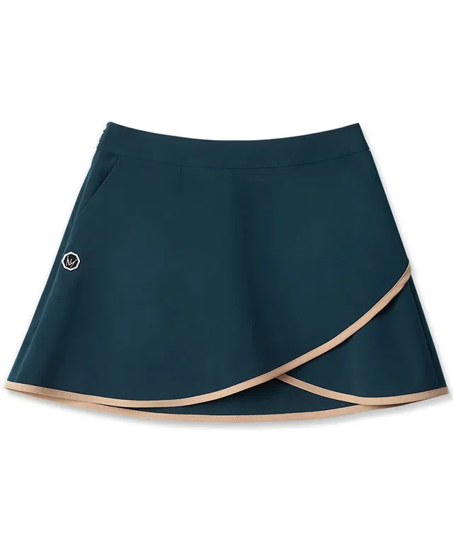 MEASPHERA WOMEN FLARE WRAP SKIRT DARK GREEN