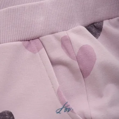 Minymo Girls Heart Print Sweat Pants - Dawn Pink