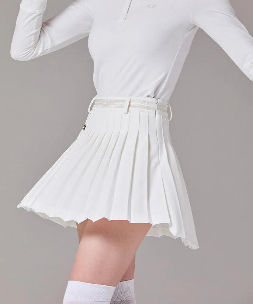 MYCL Glossy Pleats Skirt- White