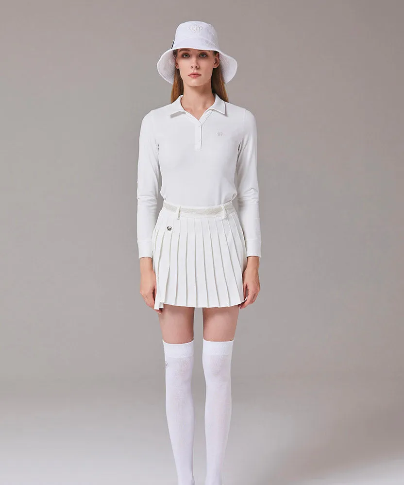 MYCL Glossy Pleats Skirt- White