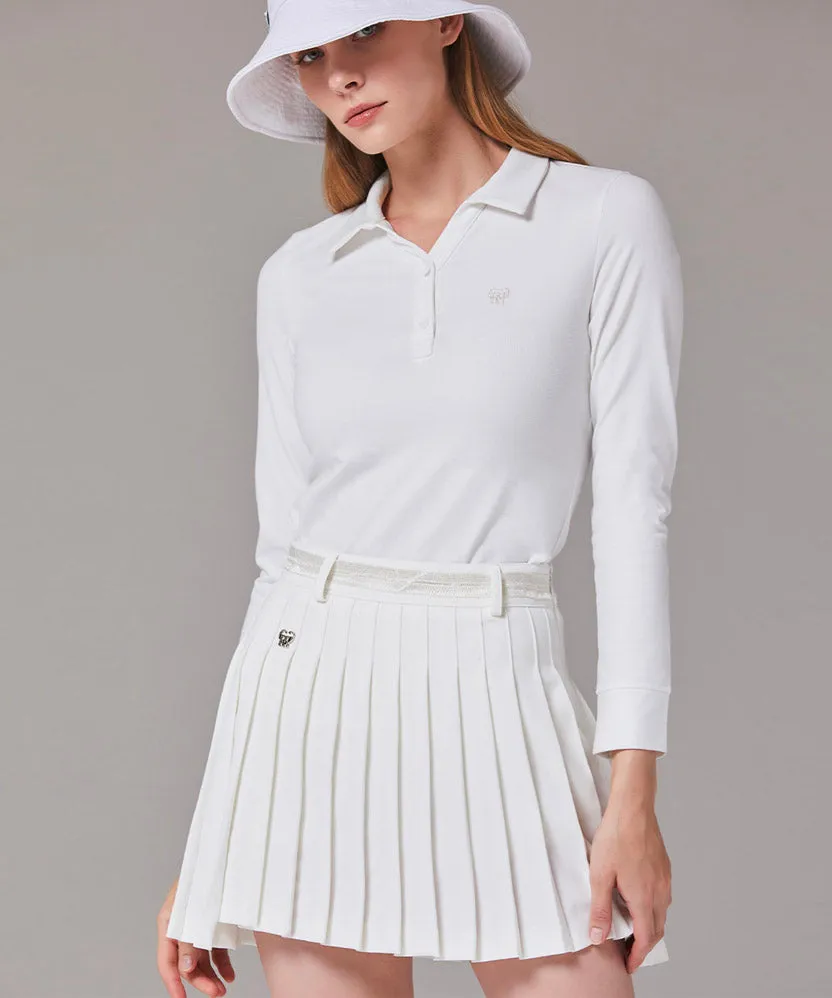MYCL Glossy Pleats Skirt- White