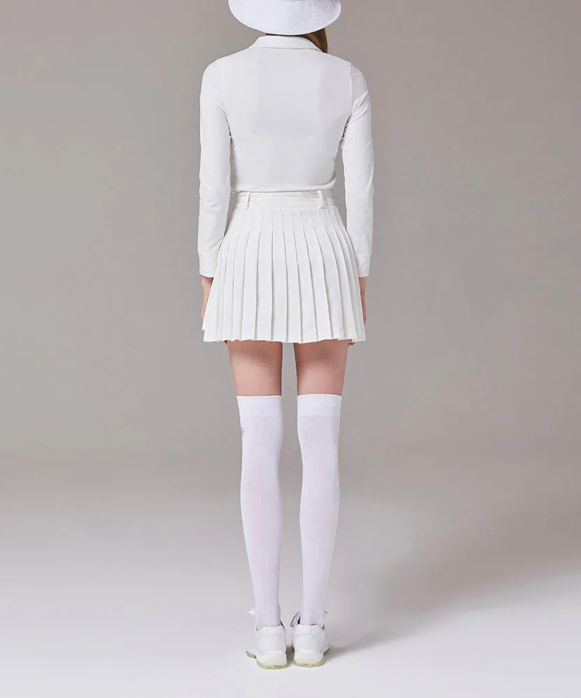 MYCL Glossy Pleats Skirt- White