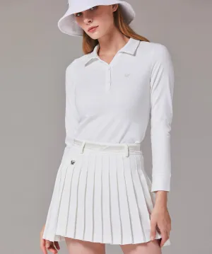 MYCL Glossy Pleats Skirt- White