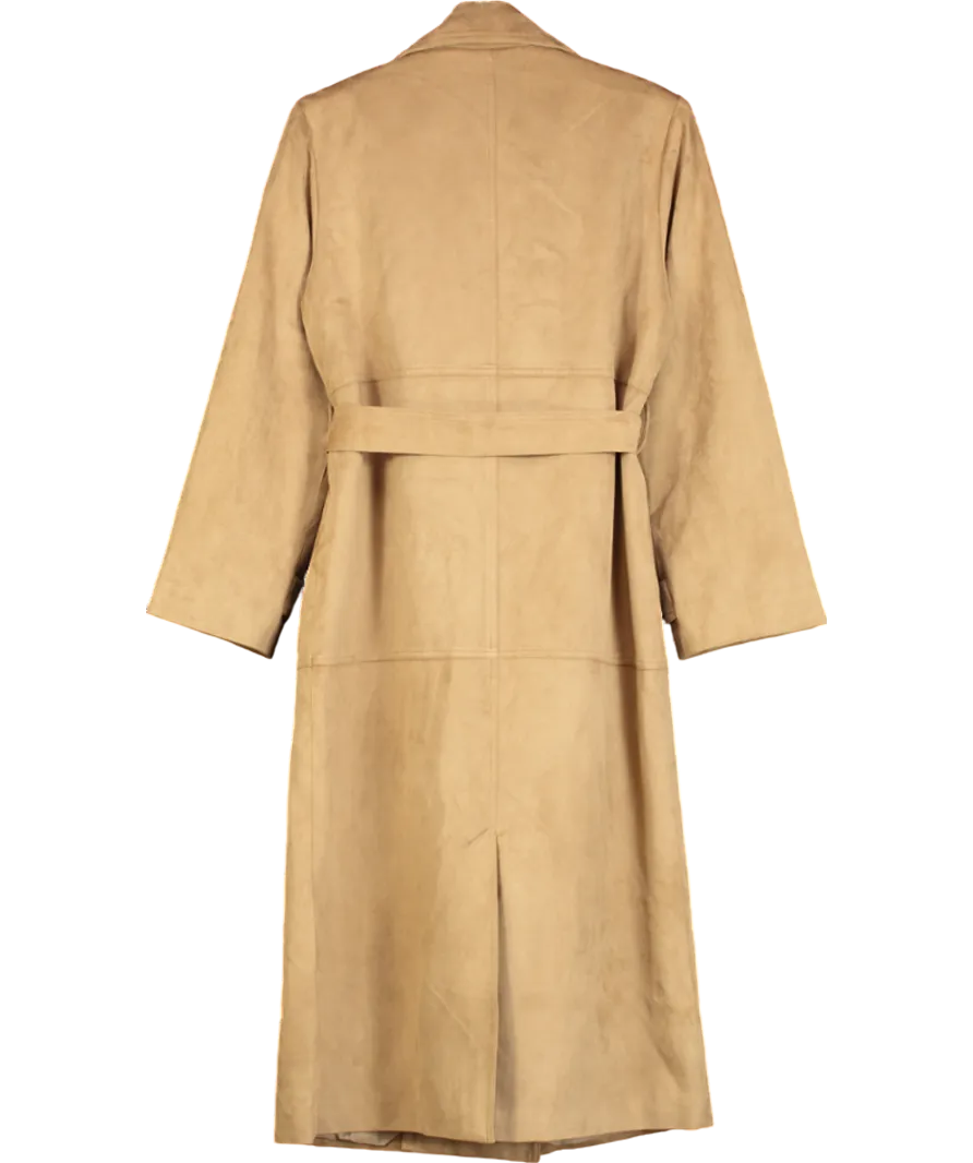 NA-KD Beige Faux Suede Trenchcoat UK 8