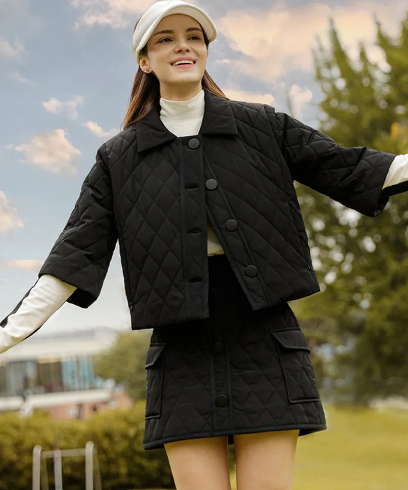 OBER Golf Diamond Quilting Padding Skirt - Black