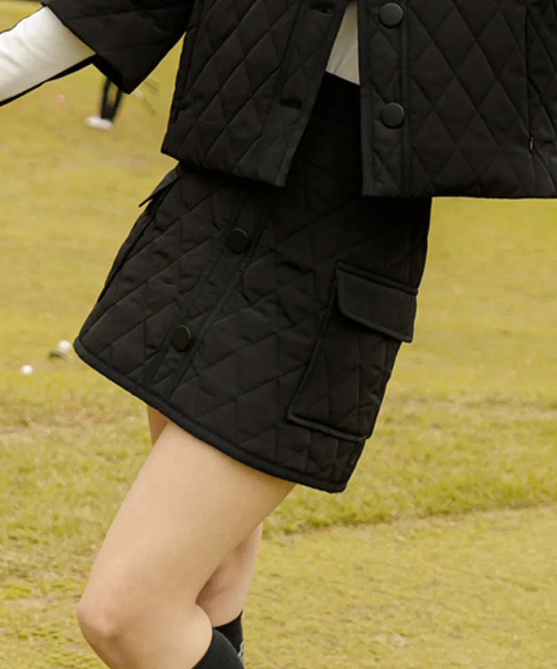 OBER Golf Diamond Quilting Padding Skirt - Black