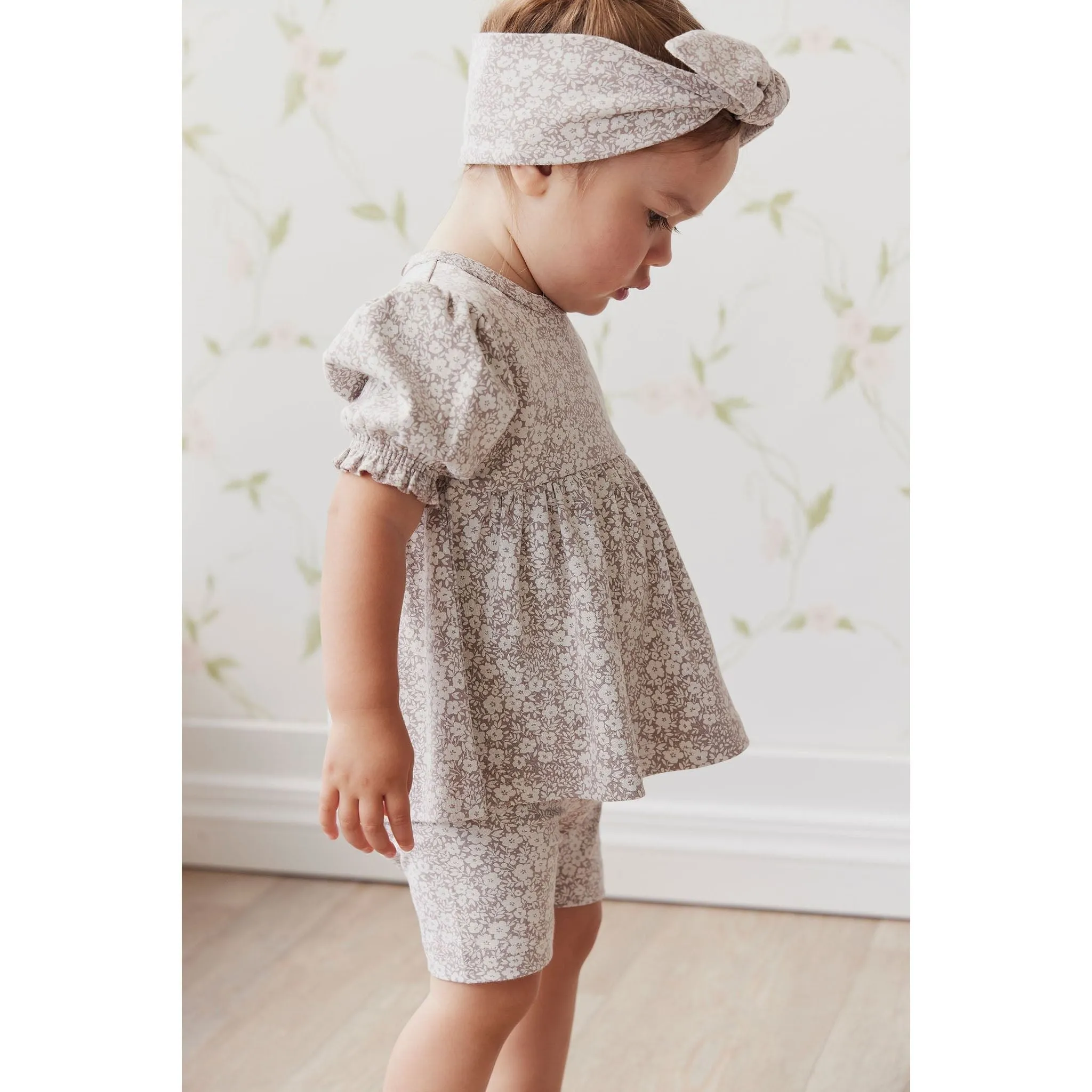 Organic Cotton Everyday Bike Short - Greta Floral Bark