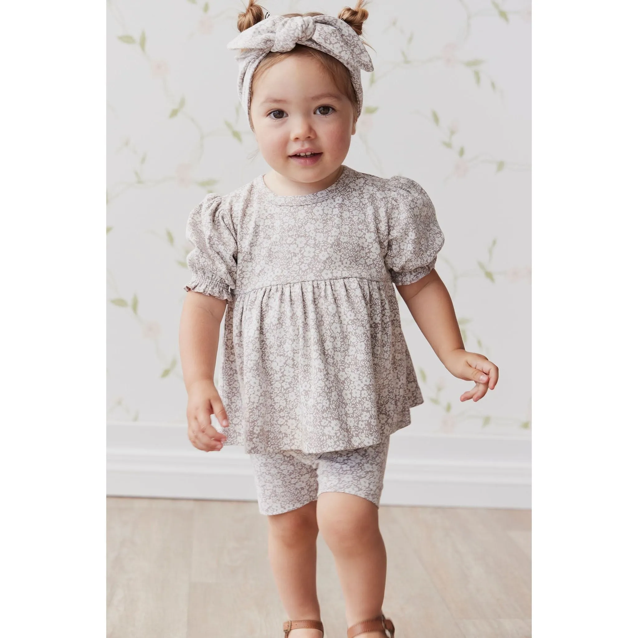 Organic Cotton Everyday Bike Short - Greta Floral Bark
