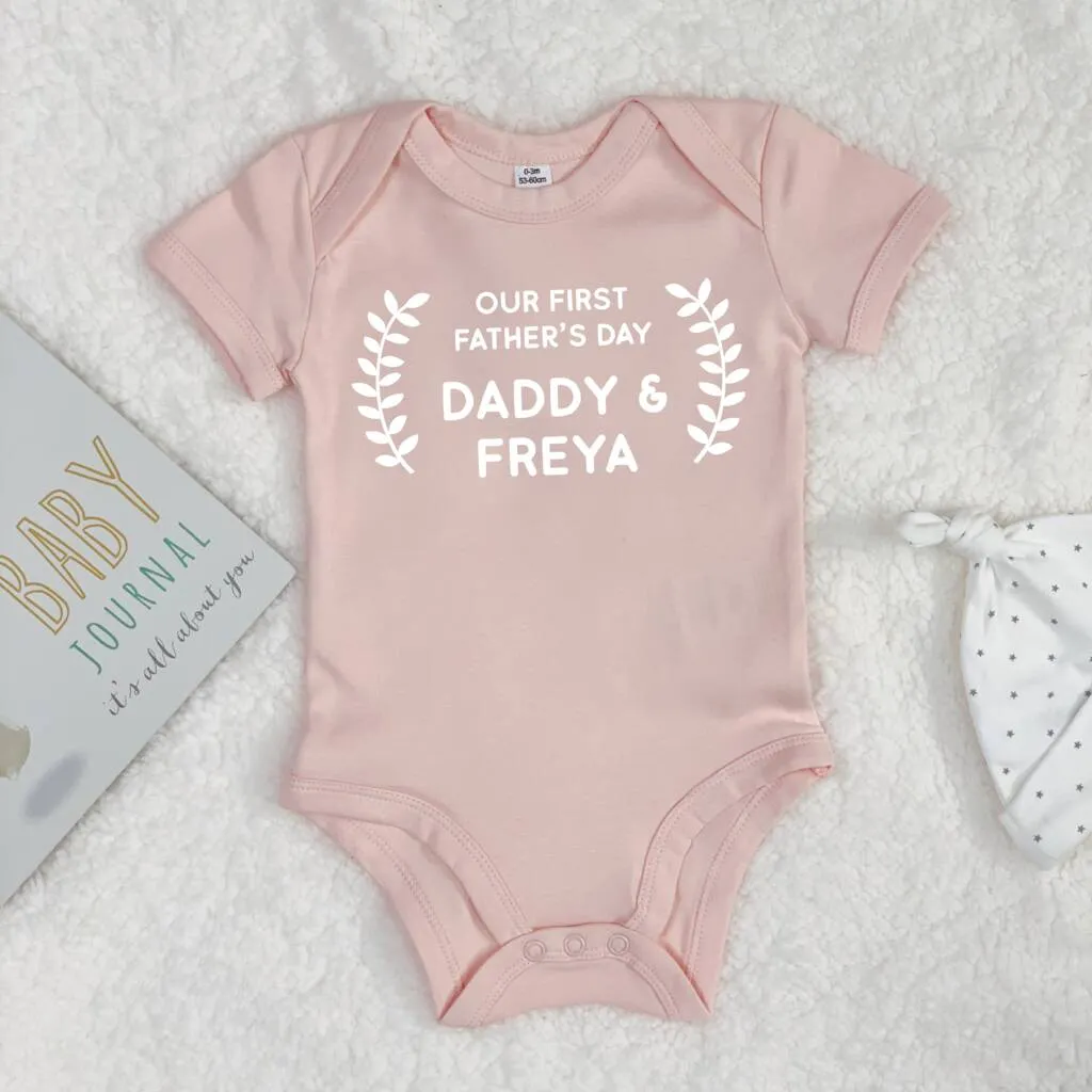 Personalised Our First Fathers Day Babygrow