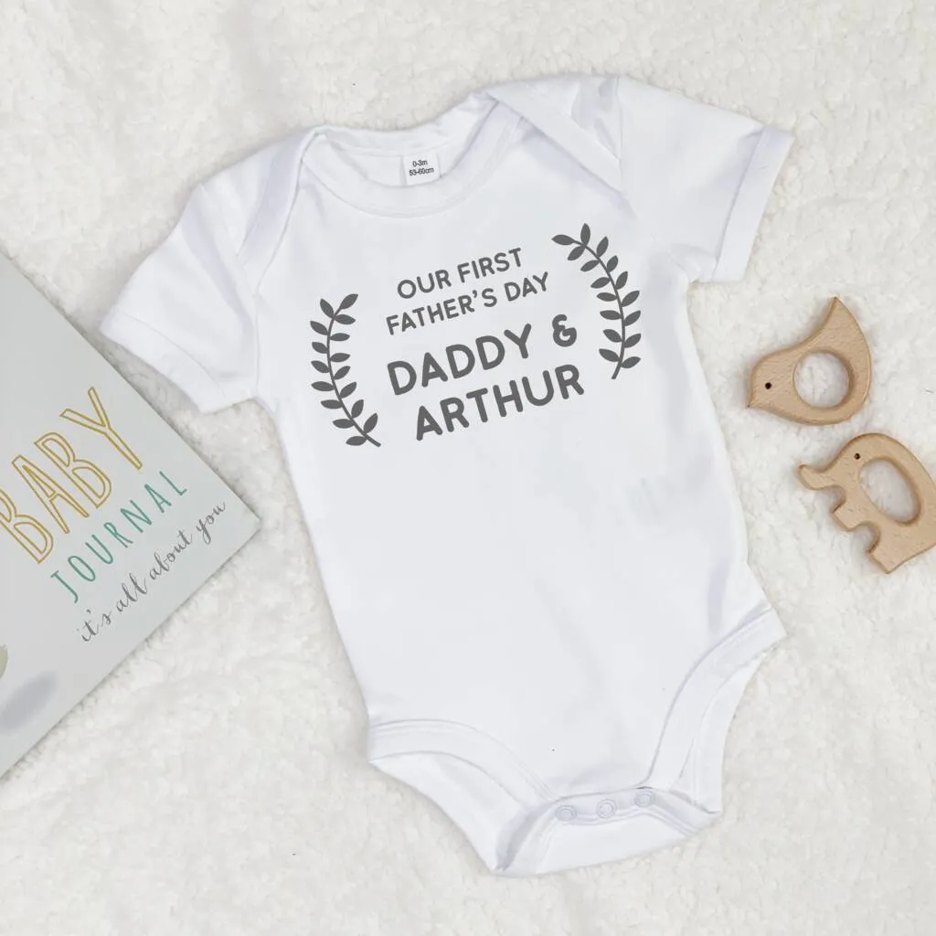 Personalised Our First Fathers Day Babygrow