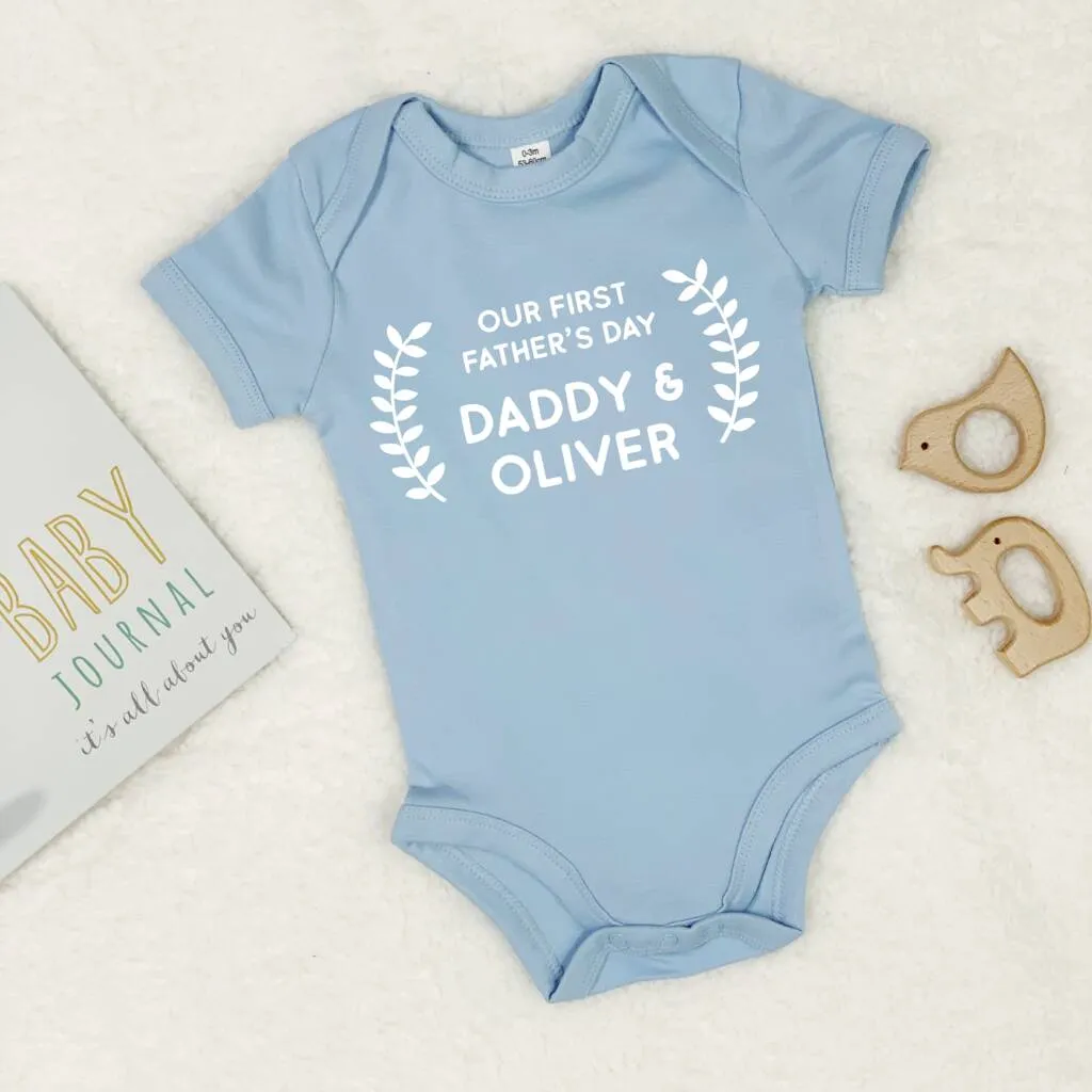 Personalised Our First Fathers Day Babygrow