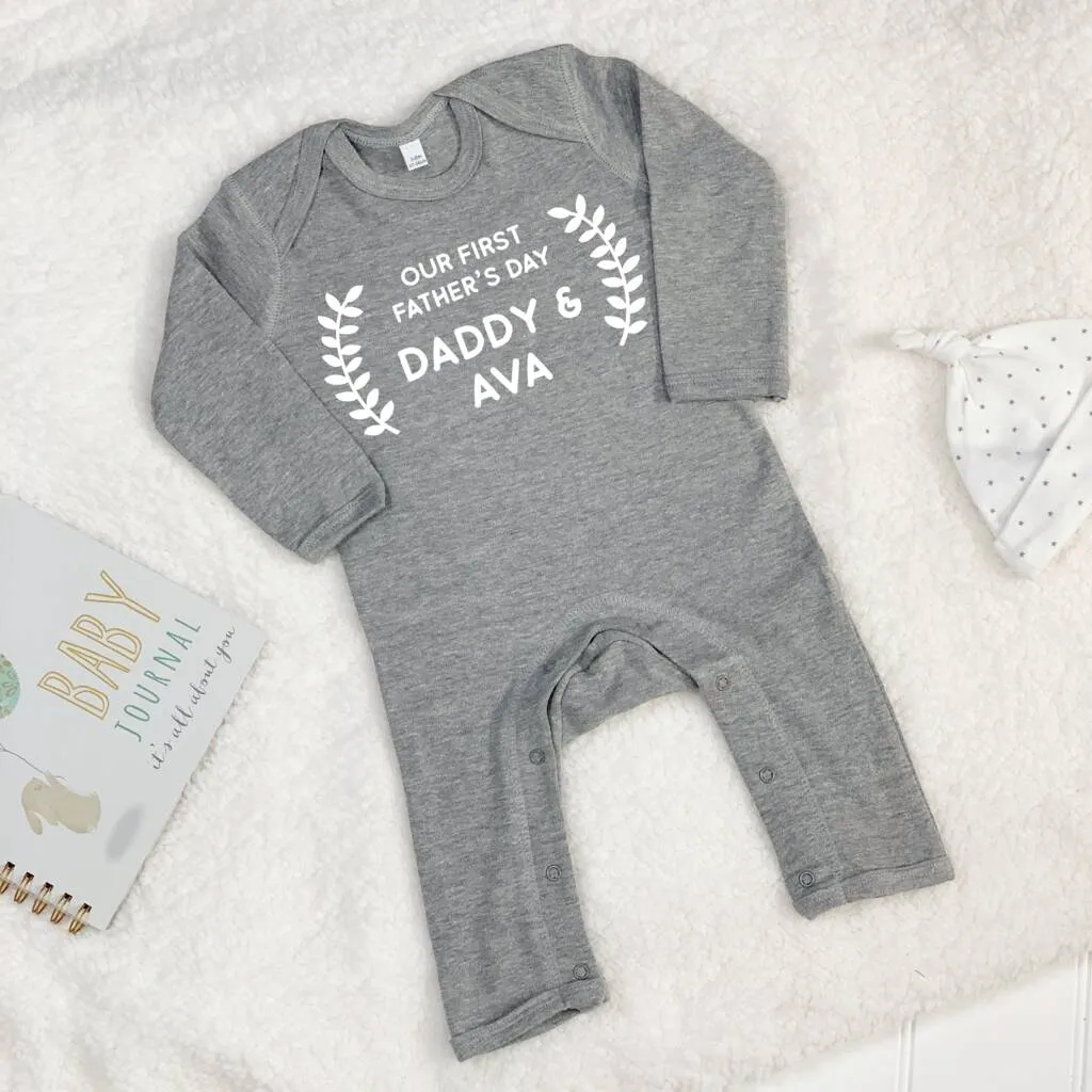Personalised Our First Fathers Day Babygrow