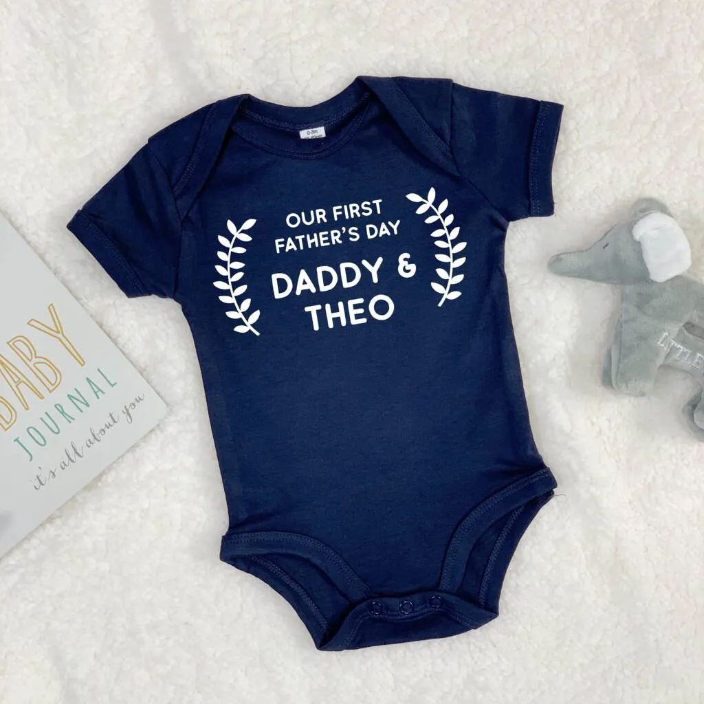 Personalised Our First Fathers Day Babygrow