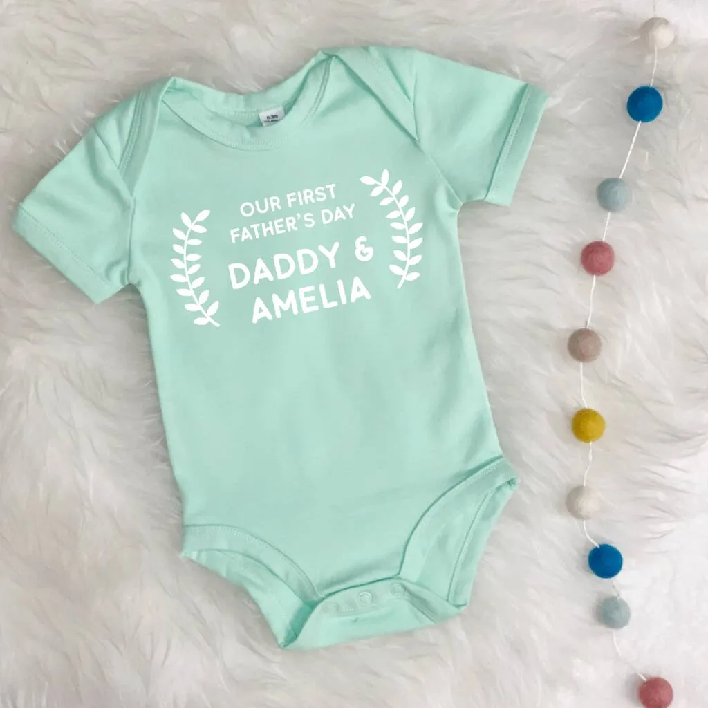 Personalised Our First Fathers Day Babygrow