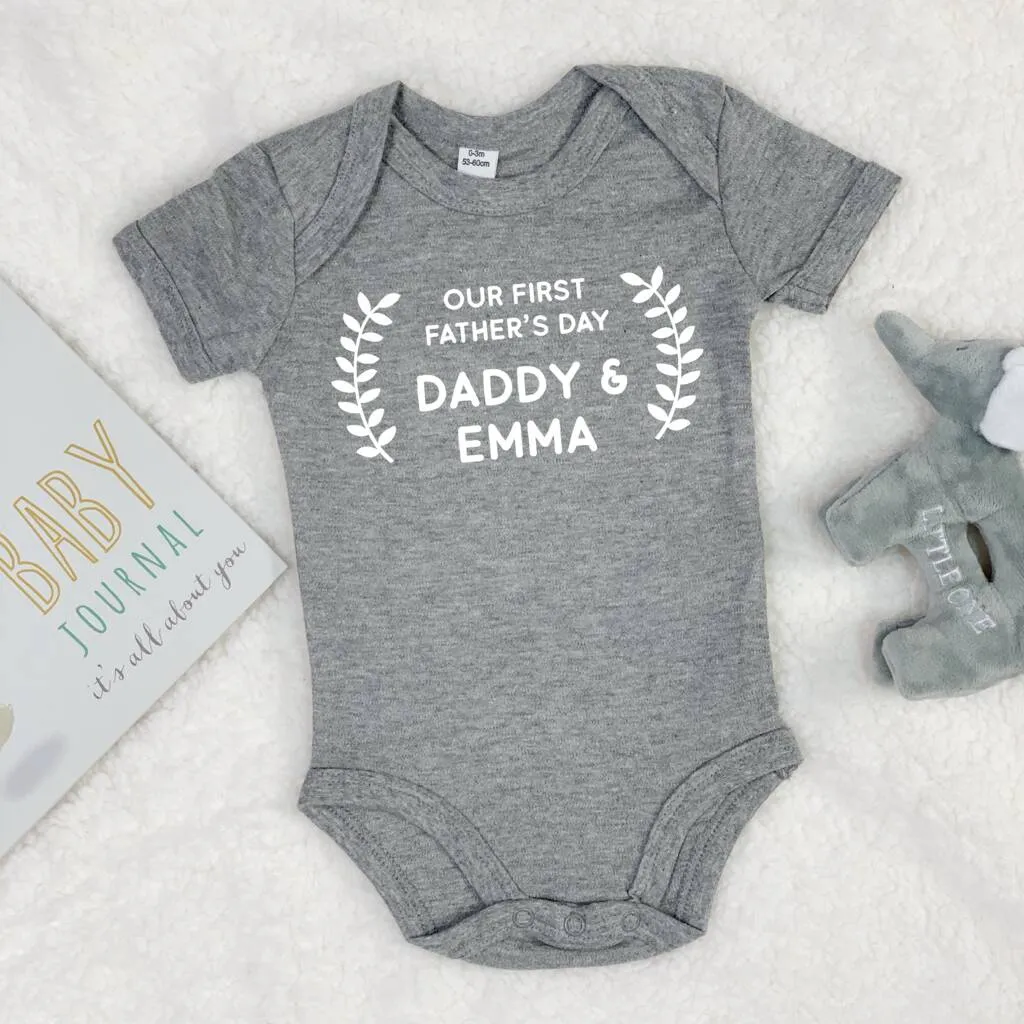 Personalised Our First Fathers Day Babygrow
