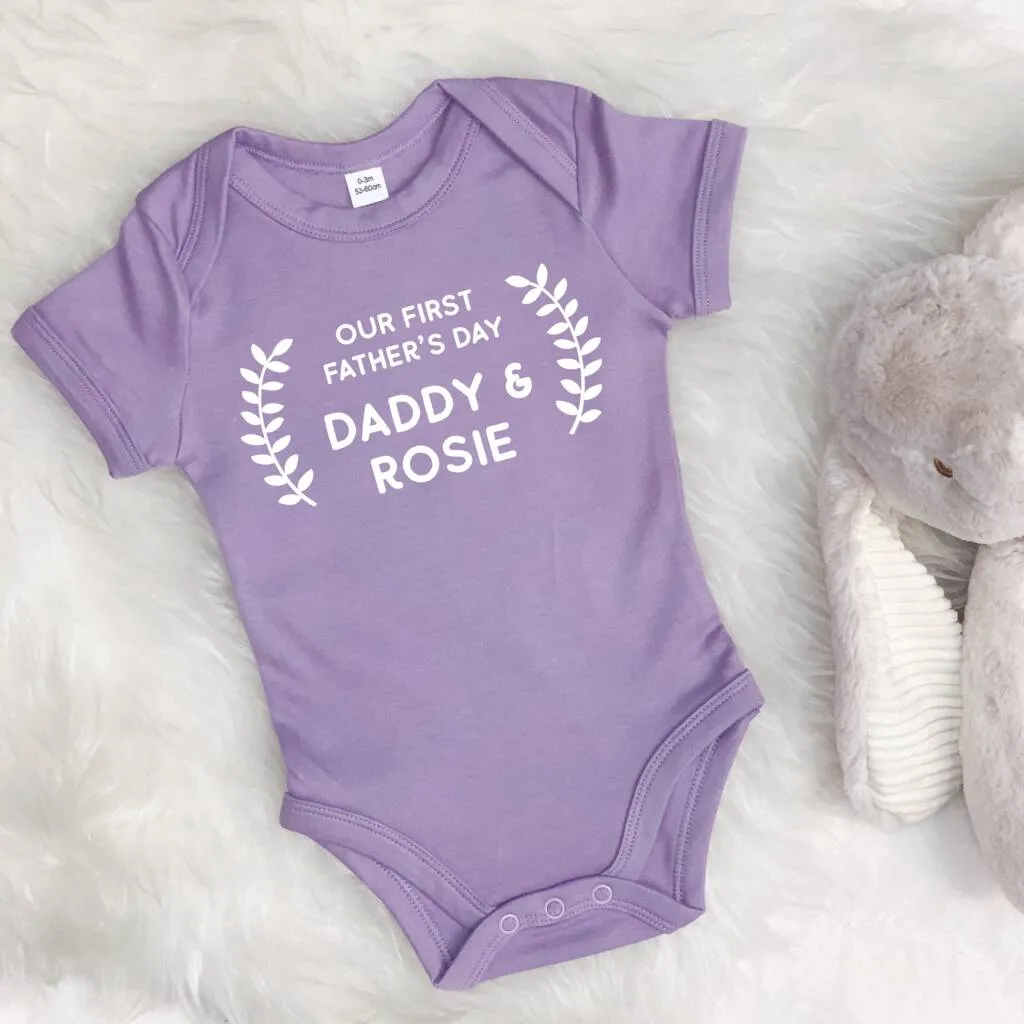 Personalised Our First Fathers Day Babygrow