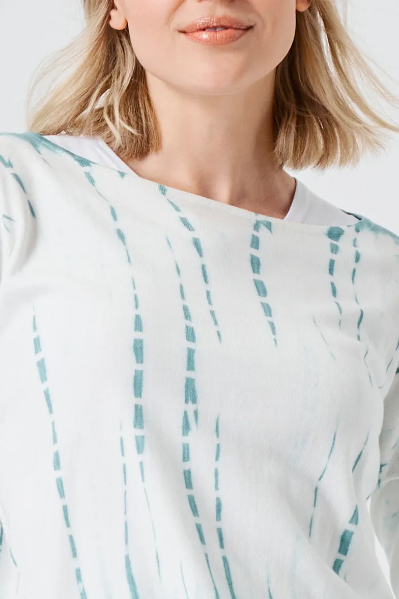 Pima Cotton Long Tie Dye Boatneck Sweater