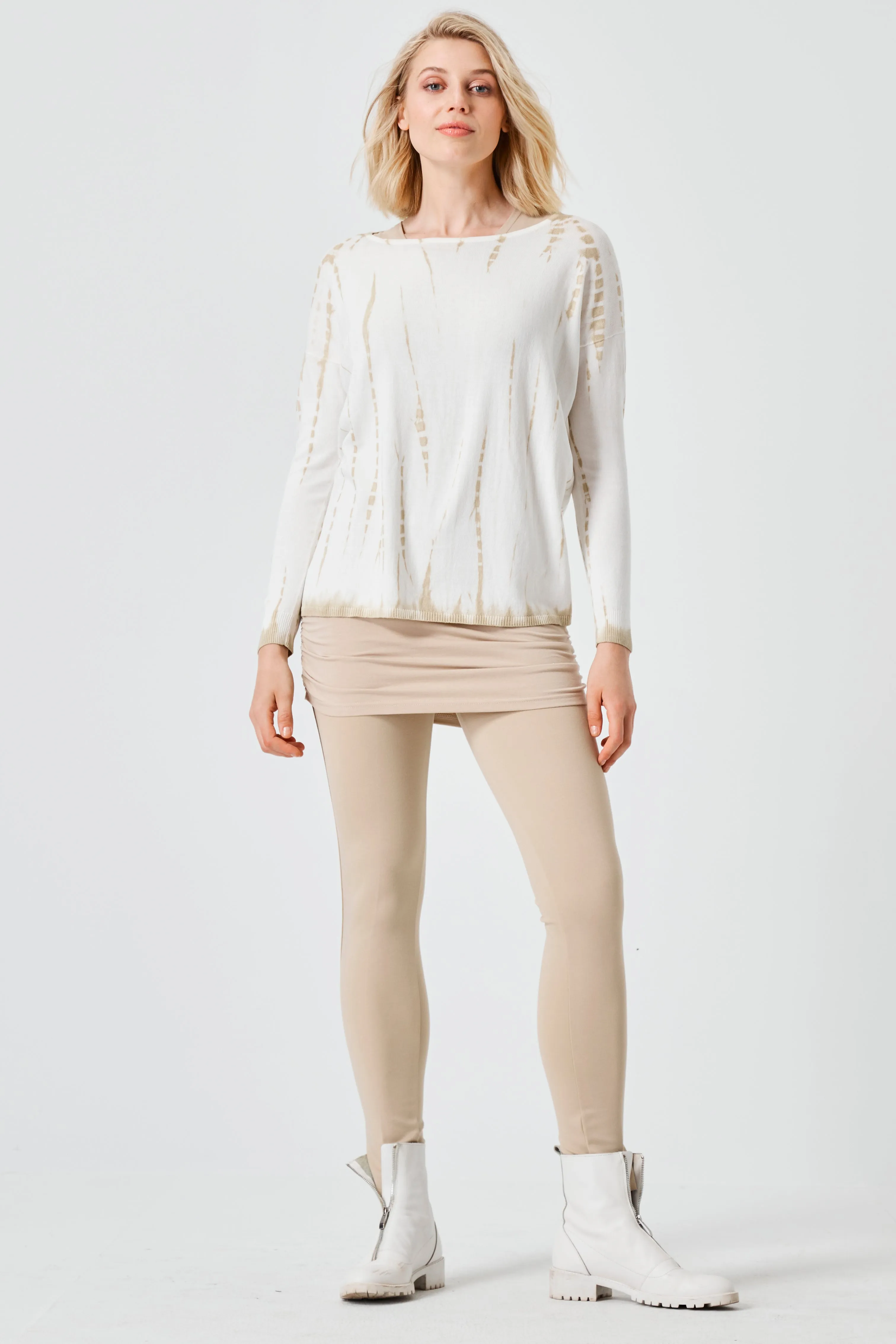 Pima Cotton Long Tie Dye Boatneck Sweater