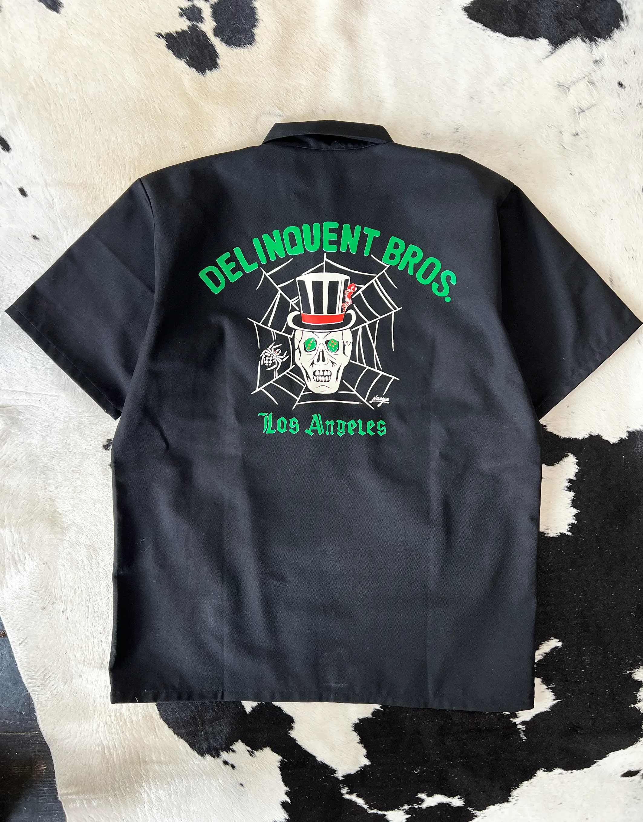 "The Wild One" 1/4 zip work shirt in Black
