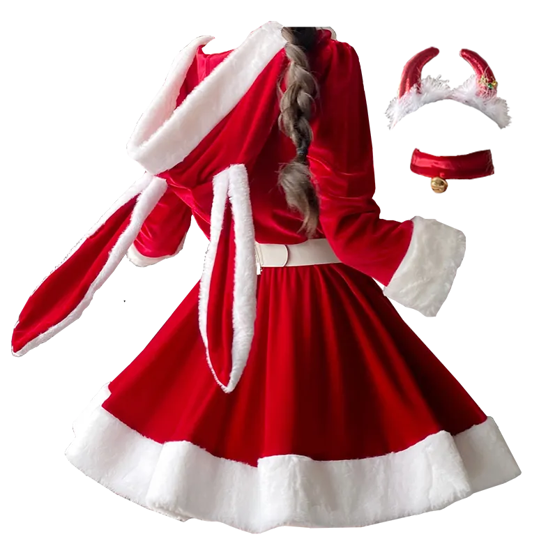 RED BUNNY GIRL CHRISTMAS MAID OUTFIT UB3268