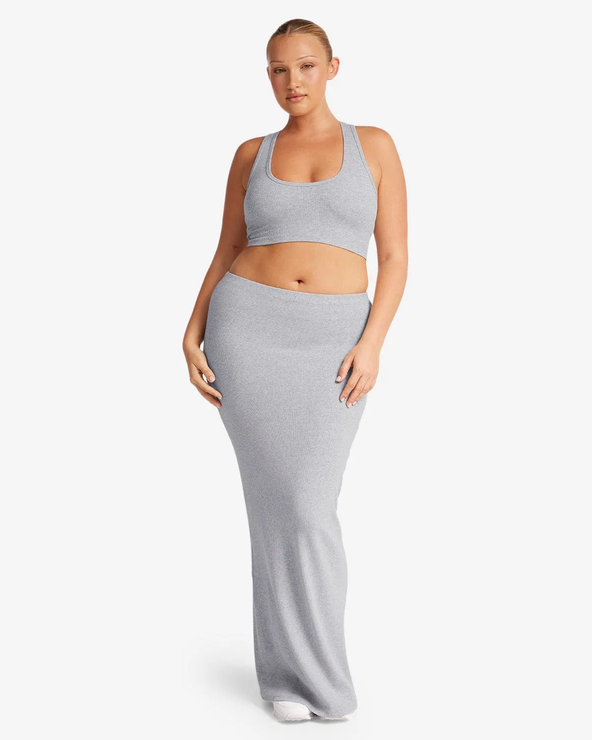 Rib Maxi Skirt | Cloud Marl