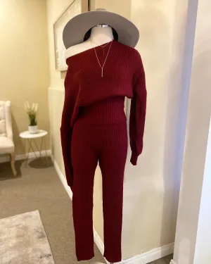 Ribbed Sweater Knit Pants Set