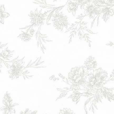 Robert Kaufman - Whisper Prints 3 - Shadow on White - Flowers