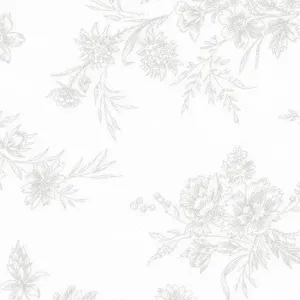 Robert Kaufman - Whisper Prints 3 - Shadow on White - Flowers
