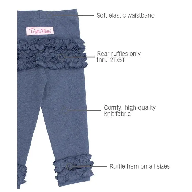 RuffleButts Faux Denim Solid Ruffle Leggings