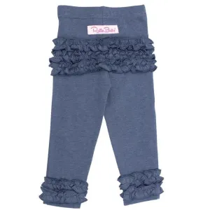 RuffleButts Faux Denim Solid Ruffle Leggings