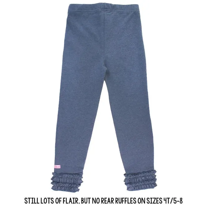 RuffleButts Faux Denim Solid Ruffle Leggings