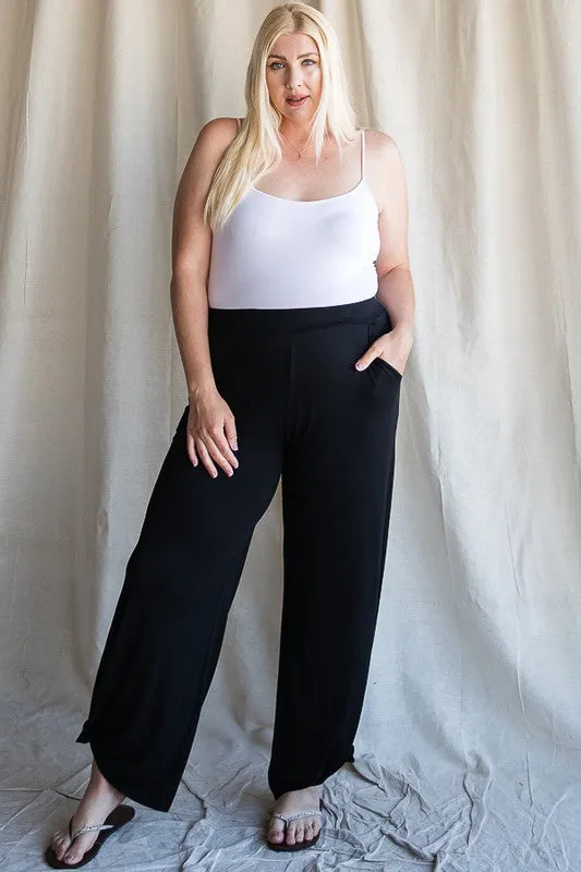 Split Side Tied Hem Pants in Black
