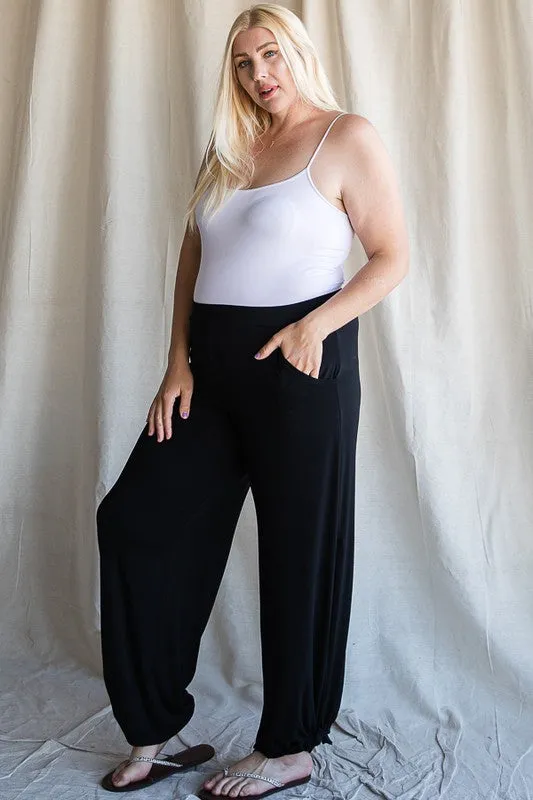 Split Side Tied Hem Pants in Black