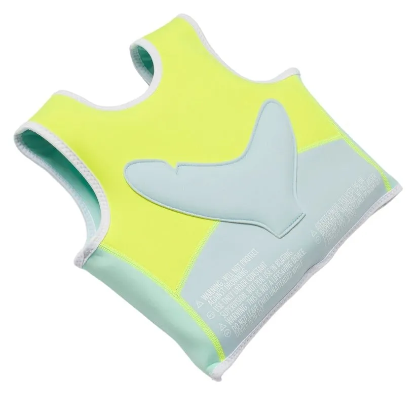 SUNNYLIFE Salty the Shark Swim Vest Aqua - Neon Yellow