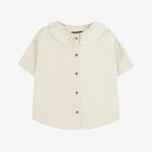 T-shirt crème à manches courtes de coupe décontractée, enfant || Cream short sleeve relaxed fit T-shirt, child