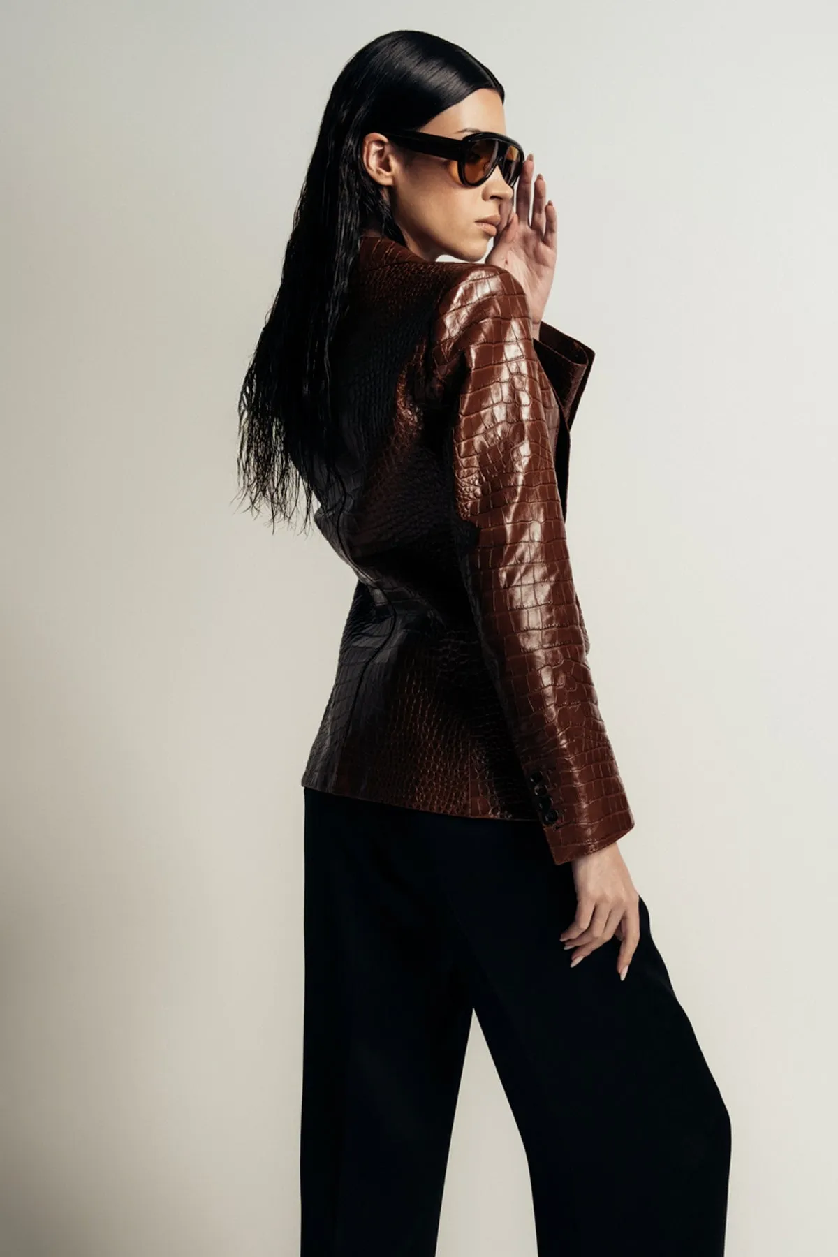 TOM FORD | CROCO EMBOSSED LAMB LEATHER "THE JACQUETTA" JACKET