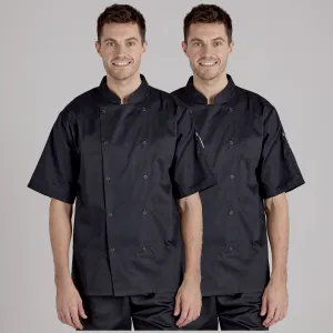 Twin Pack - Professional Chefs Jacket - Short Sleeve - Black