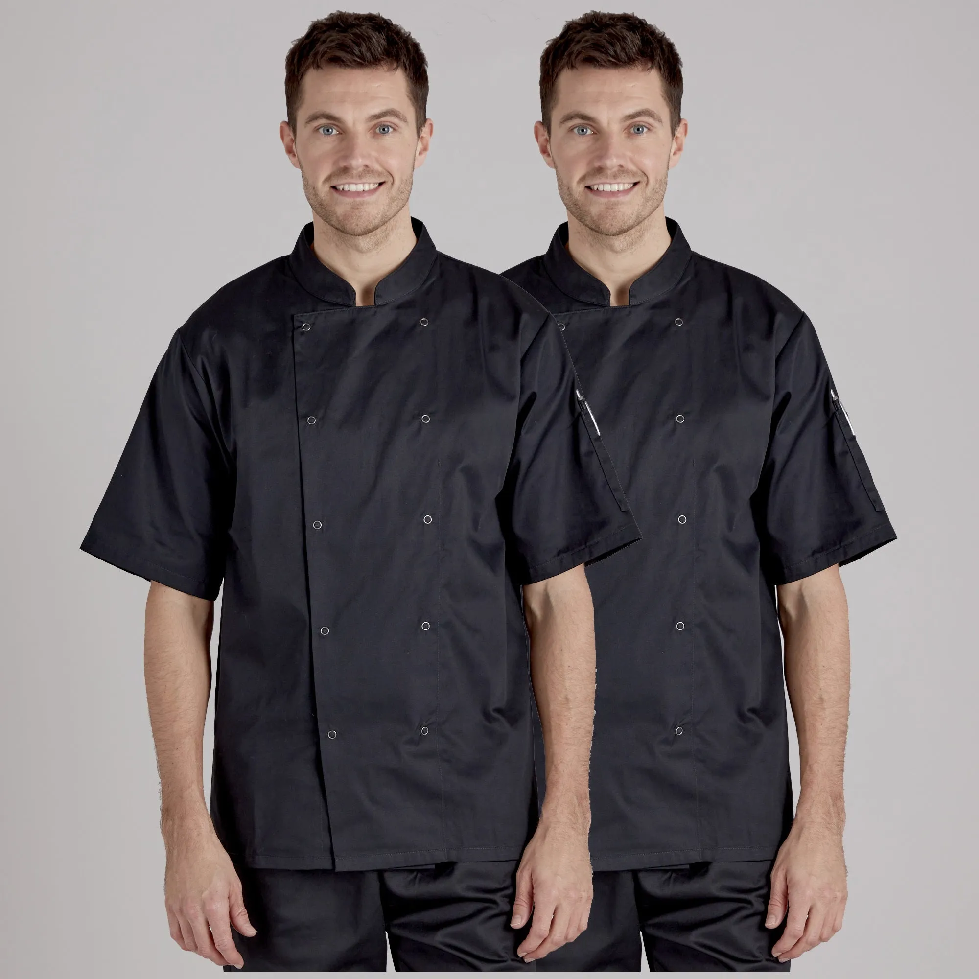 Twin Pack - Professional Chefs Jacket - Short Sleeve - Black